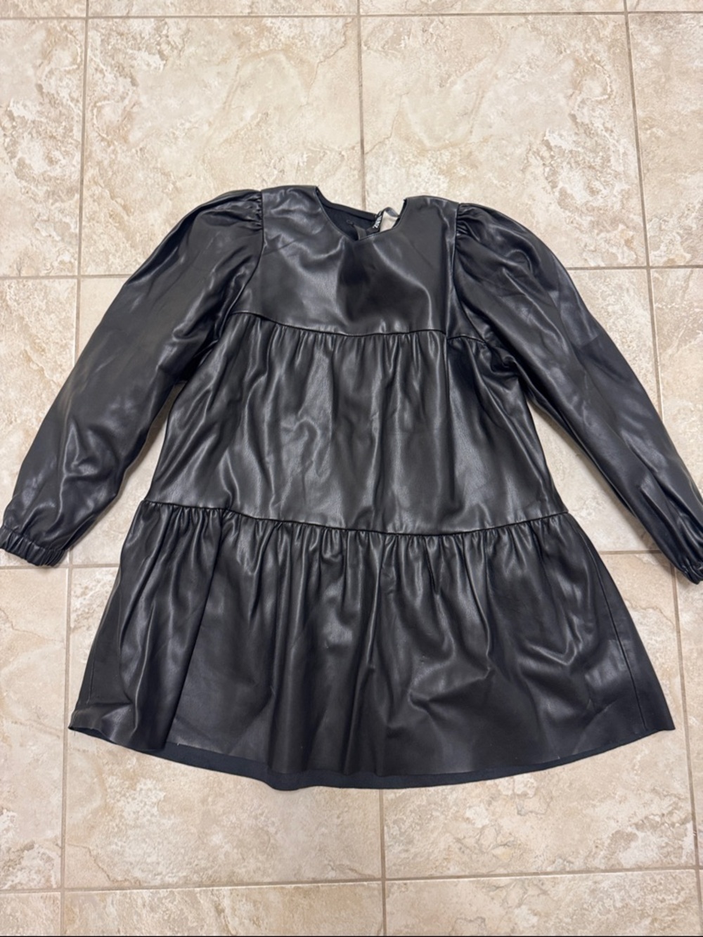 Zara Black Faux Leather Mini Dress